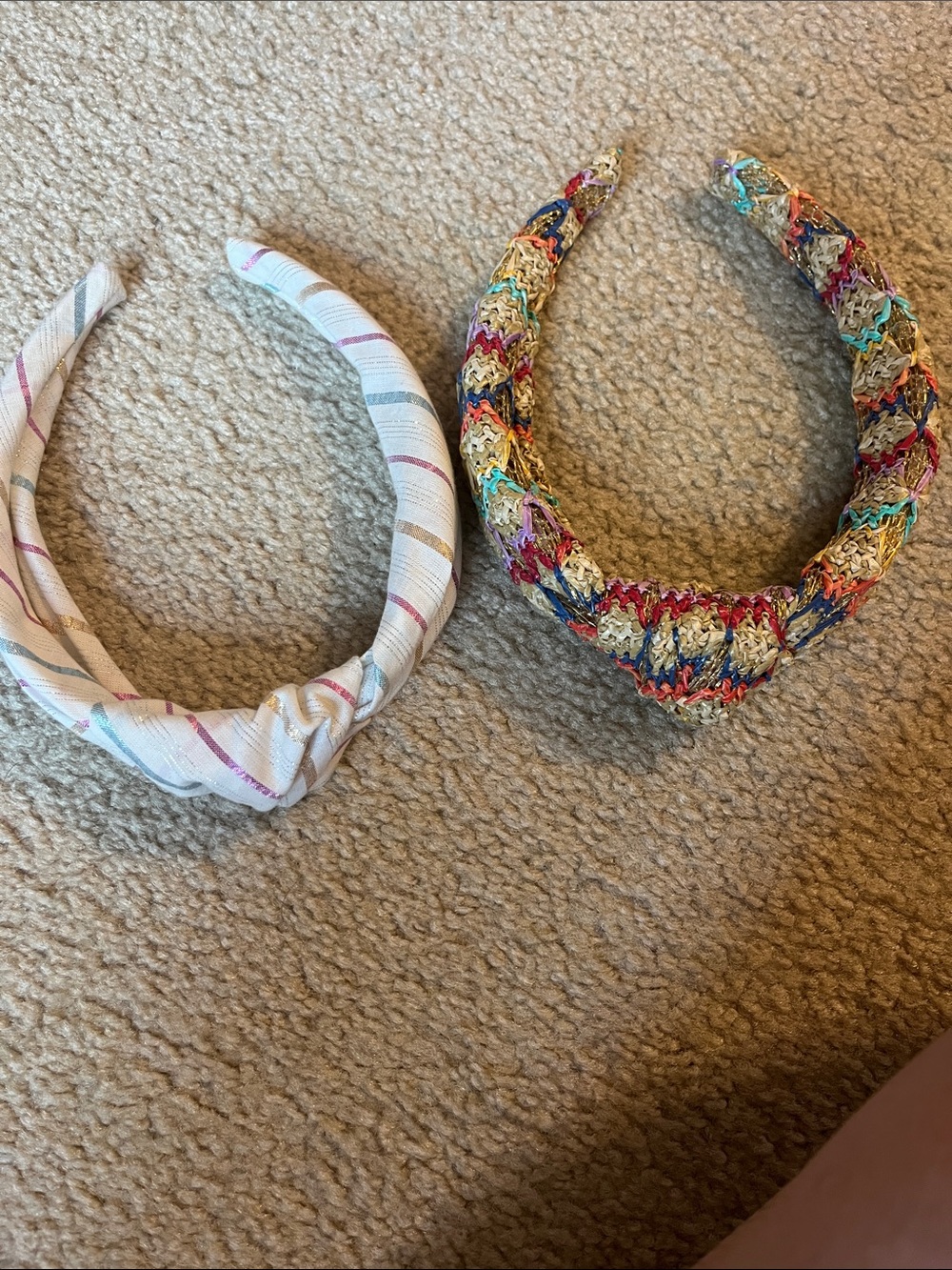 J. Crew Factory Multicolor Braided and White Striped Padded Headbands - Set of 2